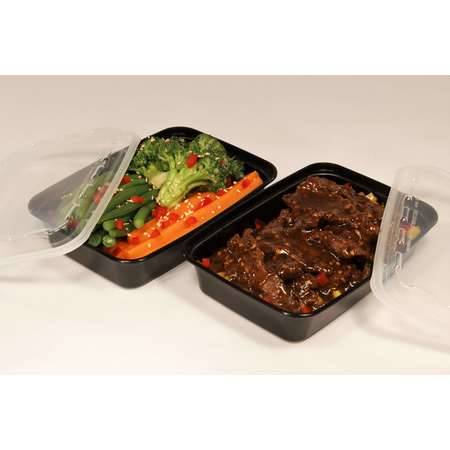 Cubeware Cubeware 16 oz. Rectangular Container Black Base With Clear Lid, PK150 CR-815B